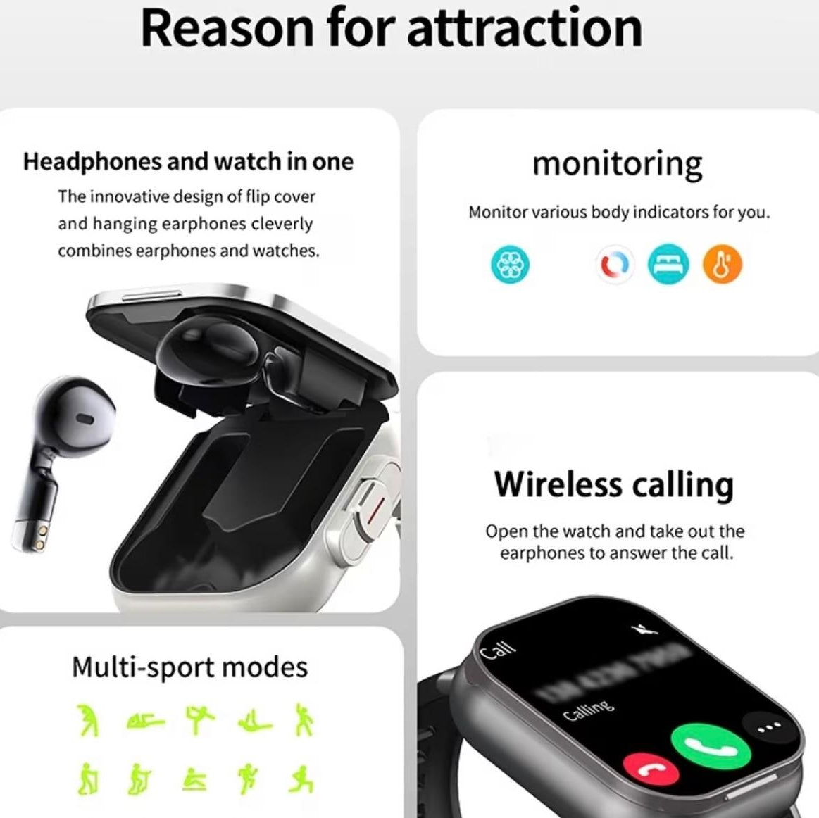 2-in-1 Smartwatch with Built-in Earbuds